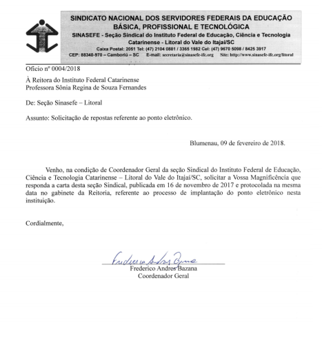 Oficio 04-2018 Solicitacao de reposta Carta sobre o ponto eletronico (1)