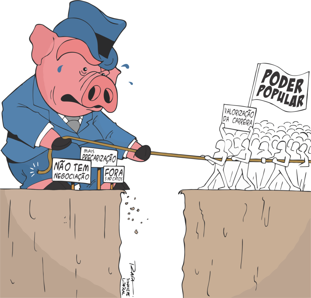 Charge: Rafael Balbueno/SINASEFE Litoral