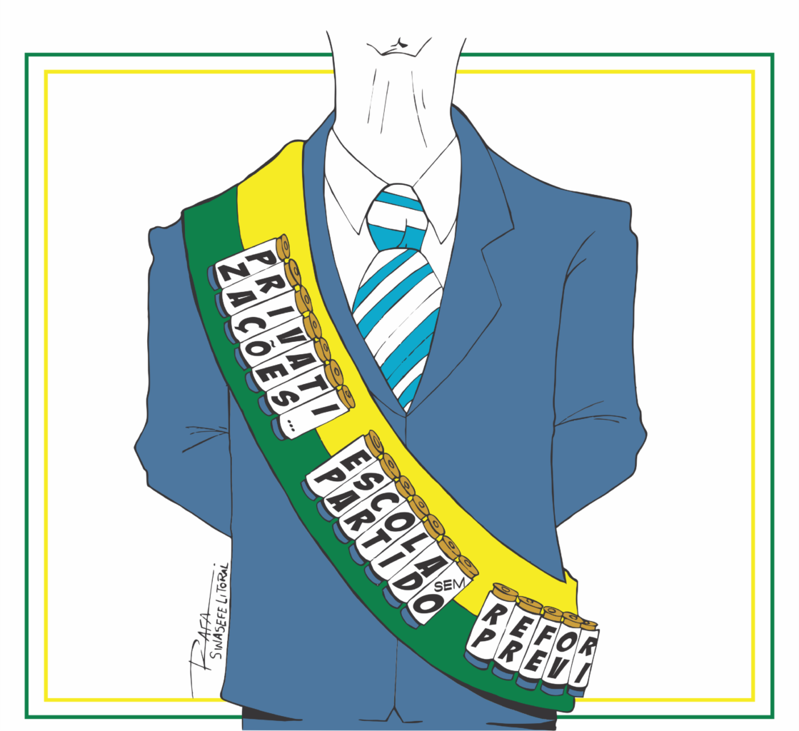Charge: Rafael Balbueno/SINASEFE Litoral